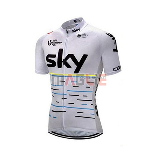 2018 Maglia Sky Manica Corta Bianco e Giallo - Clicca l'immagine per chiudere